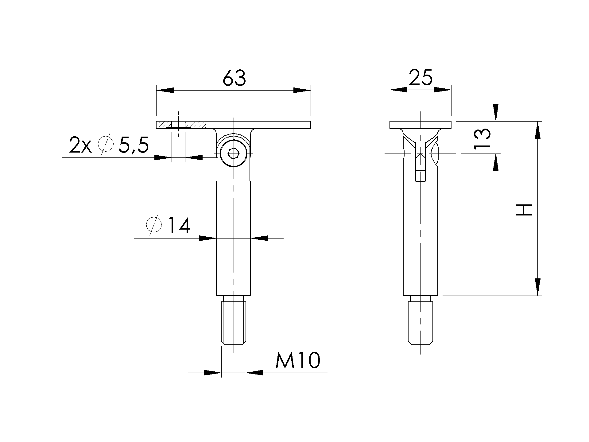 Handlaufhalter Edelstahl AISI 304 H 71 mm verstellbar fuer Rundpfosten-89-11A0818000B-A.4