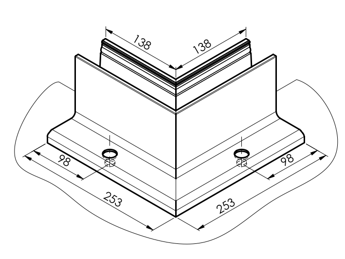 Inneneck Aluminium 90° Satin-ELOX Top-Montage fuer Glas 12-17-52 mm-89-11AL0006UNOSE90IN-A.4