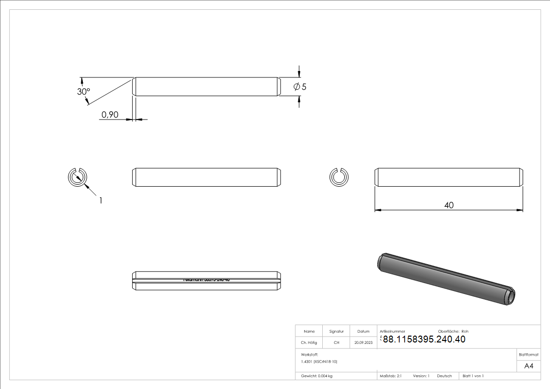 Spannstift 5 x 40- DIN 8752- 1-4310-88-1158395-240.40