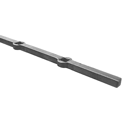 Stahl Zierstab mit schraegen Loechern 12x12 mm- L 2000 mm-89-11P09712X12-A.4