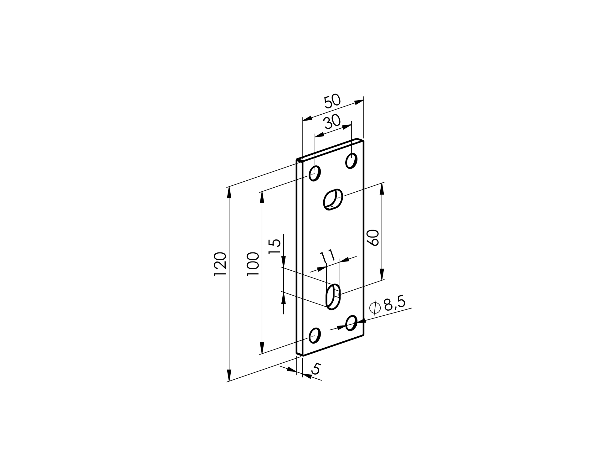 Ankerplatte Edelstahl AISI 304 120 x 50 mm Schliff-89-11A640120X50PLATE-A.4