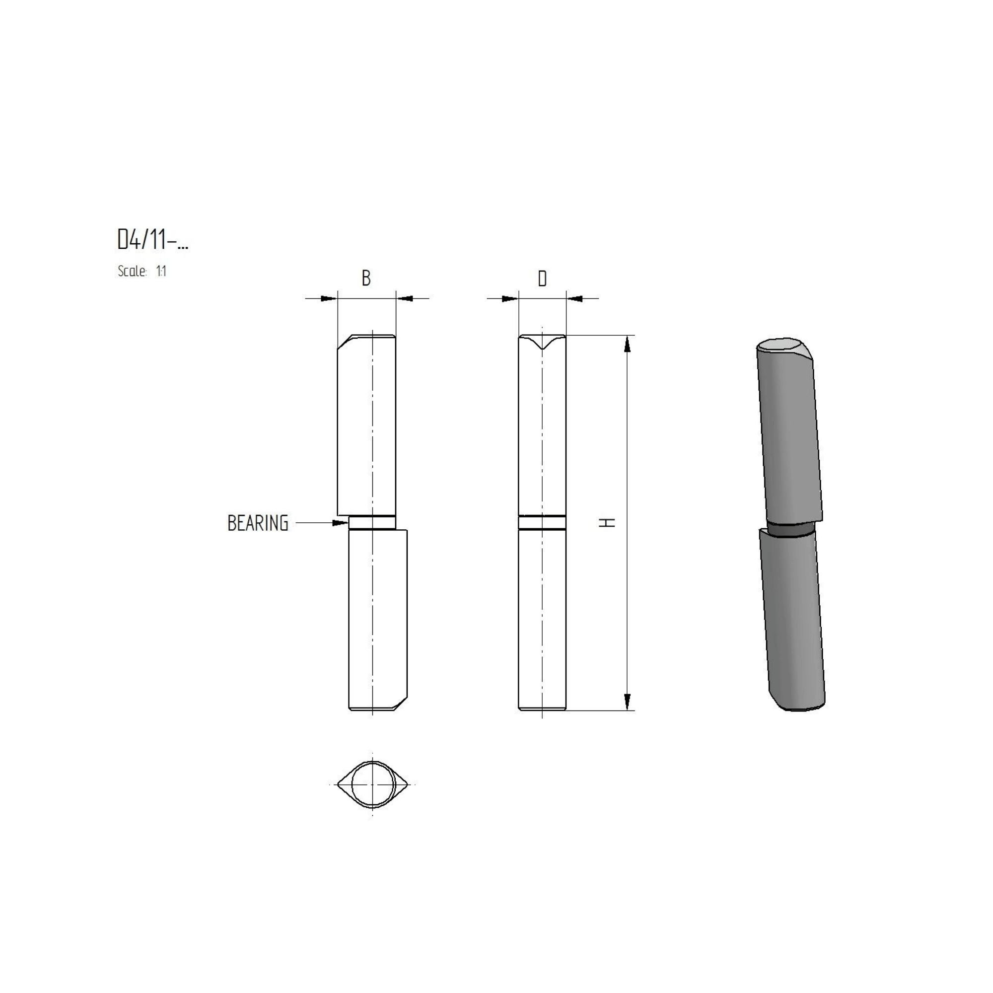 Anschweissband Stahl roh Ø 20 mm L = 180 mm 2-teilig bis 100 kg-89-11D411180-A.4