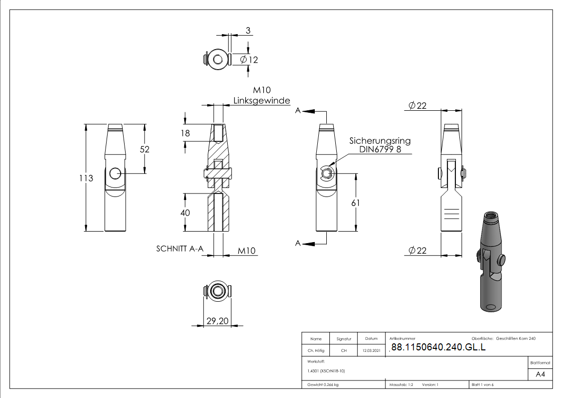 Gelenk zu Vordachsystem fuer Zugstange-88-1150640-240-GL.L