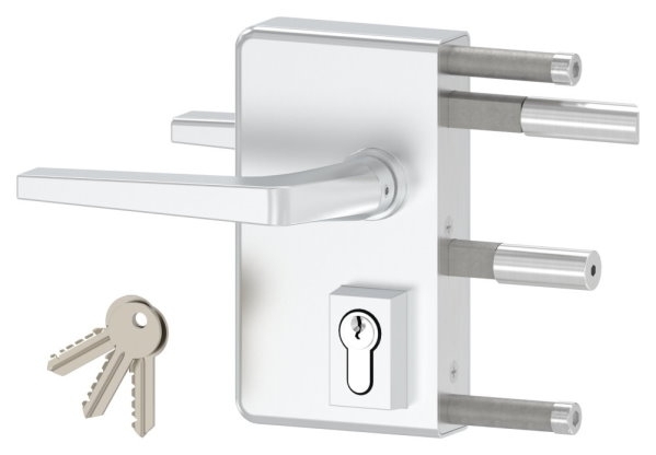 Gittertorschloss GTS 2 fuer Rohrstaerke 60-80mm- montagefertiges Set-88-1156704-ALU.SI