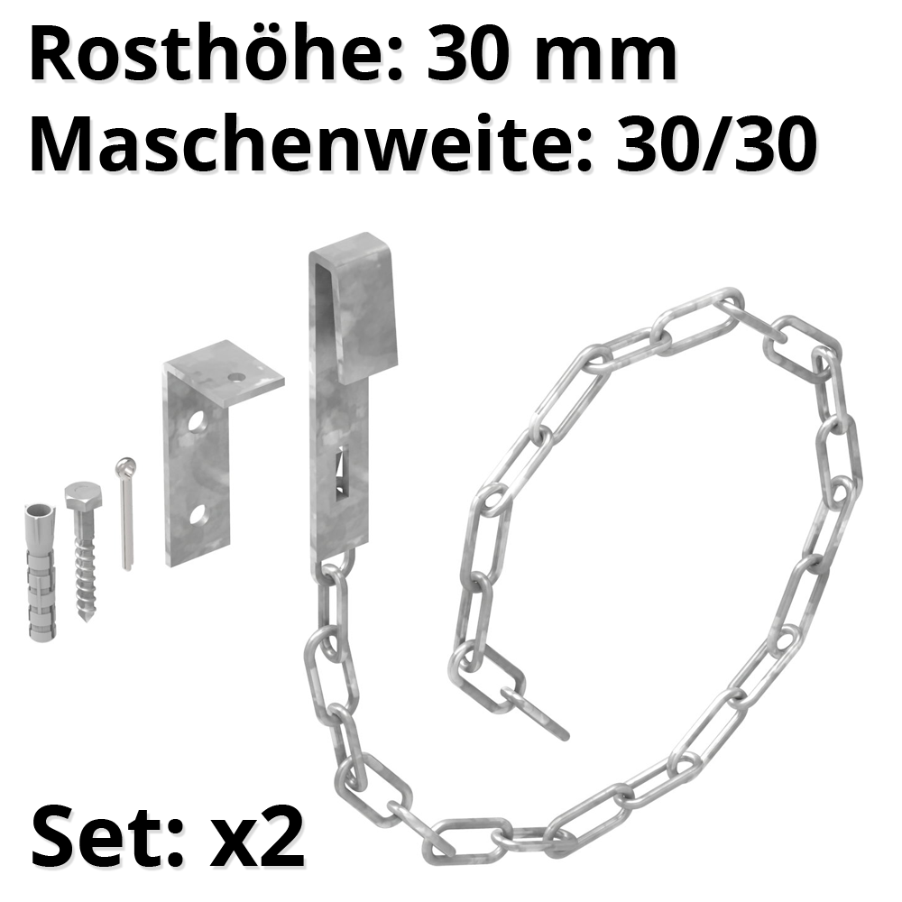 1 Paar Sicherheitsketten fuer Gitterroste MW 30-30 mm aus St37 feuerverzinkt-26-S-KETTE.7