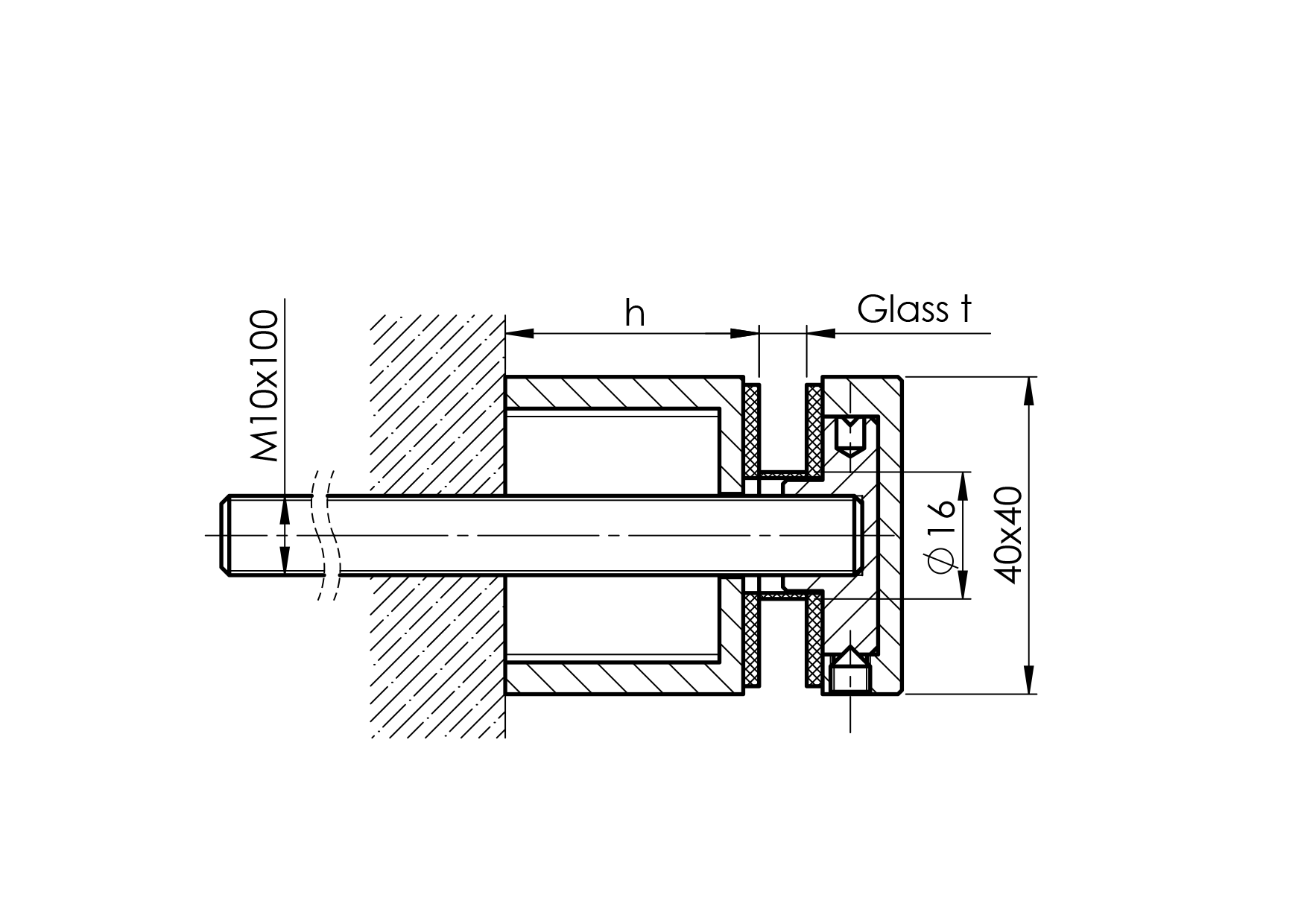 Glaspunkthalter Edelstahl AISI 304 fuer Glas 8-17-52 mm Loch 18 mm quadratisch geschliffen-89-11A0745300-A.4
