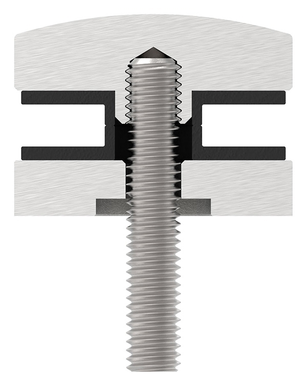 Glaspunkthalter Edelstahl V2A Ø 40 mm Anschluss Ø 42-4 mm M8 geschliffen Korn 240-88-1160231.240