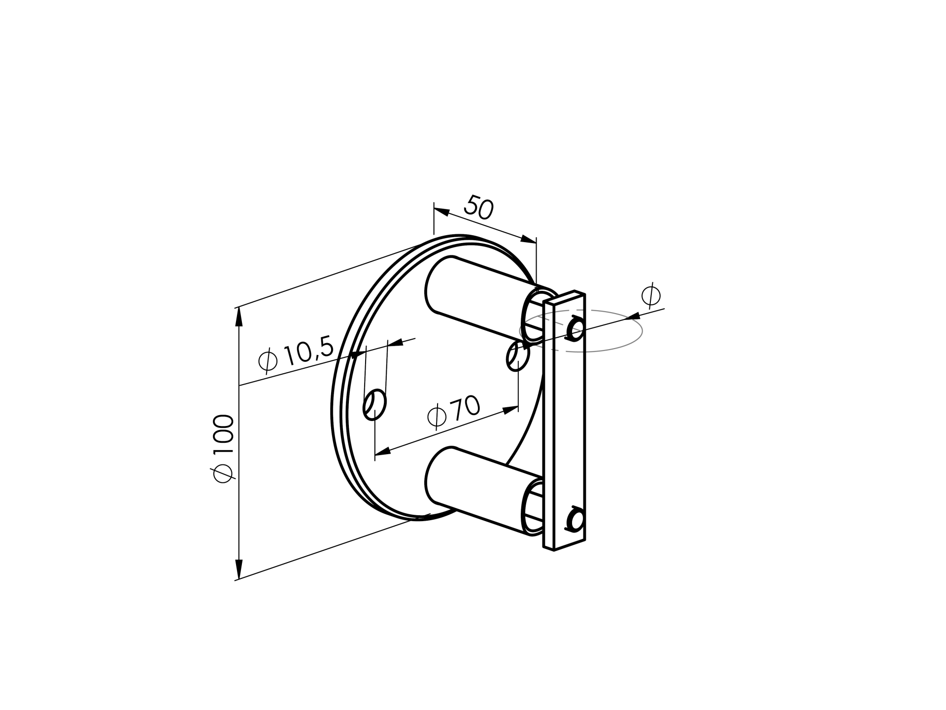 Wandflansch Edelstahl AISI 304 fuer Rohr D48-3mm geschliffen-89-11A6021048-A.4