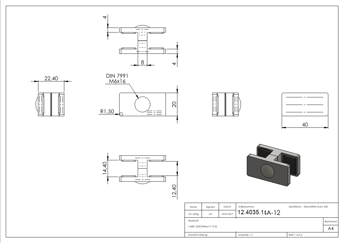 Glasausrichter - fuer Glas- 12-76-13-52 mm - V4A-12-4035.1