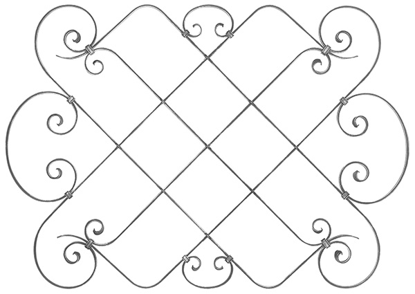 Mittelelement - Schwerbarock - Masse- 900x1300 mm - Material- 16x8 mm- gerillt - Stahl S235JR- roh-30-1832.8