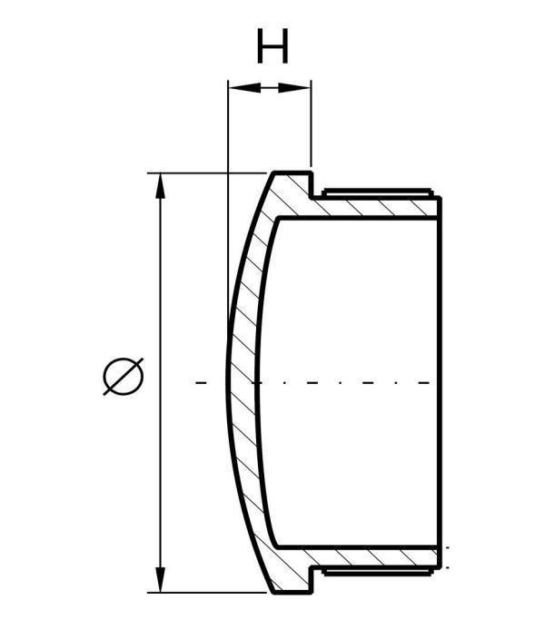 Rohrstopfen leicht gewoelbt gegossen fuer Rundrohr- Ø 42-4x2 mm V2A-11-5211-A.4