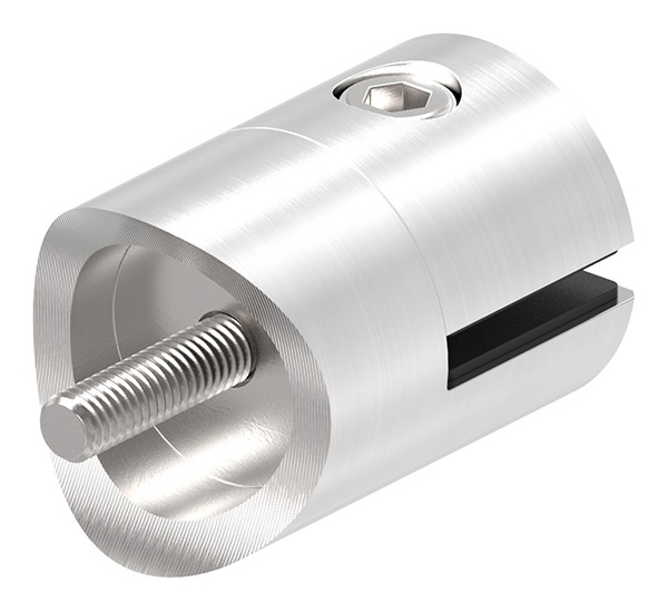 Blechhalter - Plattenhalter Ø 32 mm Edelstahl V2A – Anschluss 48-3 mm inkl- Schrauben - Gummieinlage-12-2113.4