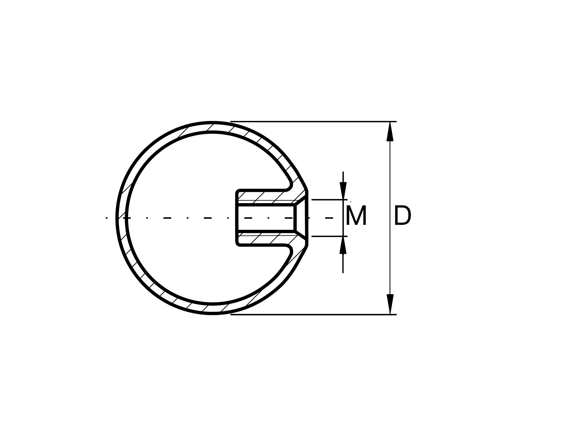 Endkappe Kugel Edelstahl AISI 304 D 100 mm M10 Schliff-89-11A0220100-A.4