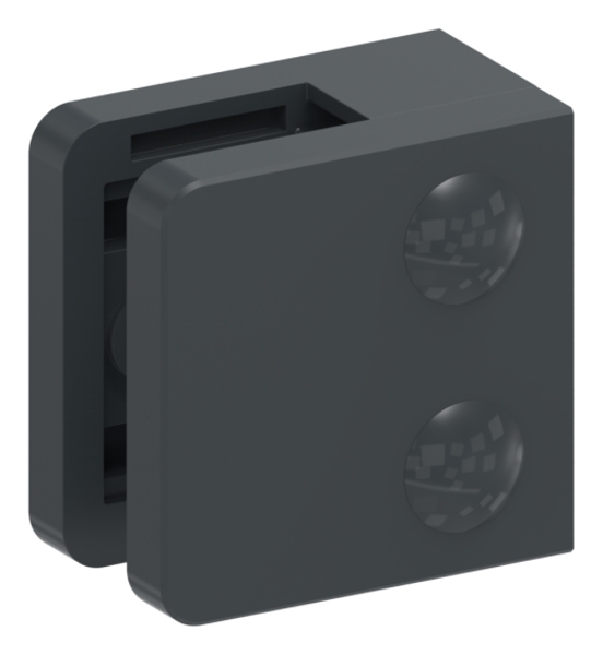 Glasklemme Zinkdruckguss 45x45x26 mm RAL 7016 matt gerade mit AbZ-88-113100-ZN0.7016