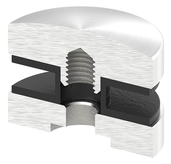 Glaspunkthalter Ø 40 mm fuer Anschluss- flach - Ø 42-4 mm V2A-10-GPH40.1