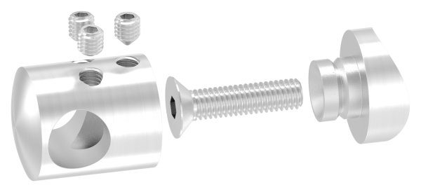 Querstabhalter V2A Edelstahl – Anschluss 33-7 mm fuer Rundstaebe 12 mm zum Verbinden -Stoss- inkl- Schrauben-11-1043.4