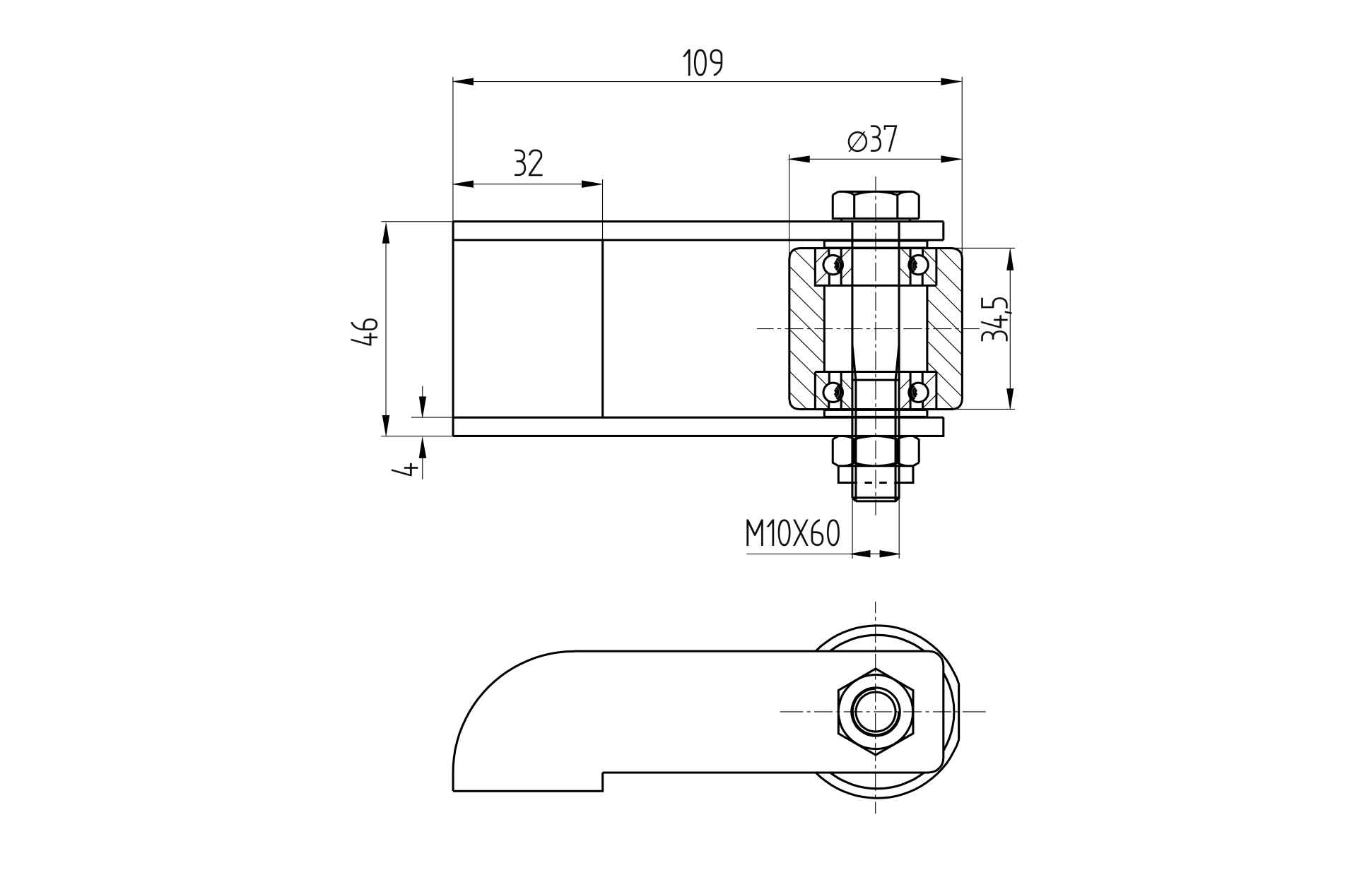 Torscharnier zum Anschweissen Stahl verzinkt fuer gebogene Schiebetore mit Lager-89-11D491D37-A.4