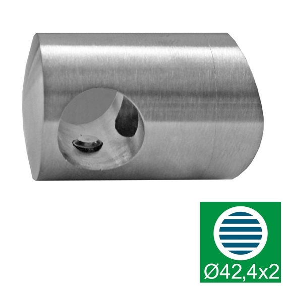 Fuellstabhalter Edelstahl AISI 304 fuer Ø 10 mm Stab an Ø 42-4 mm Pfosten rechts Schliff-89-11A0823042-A.4