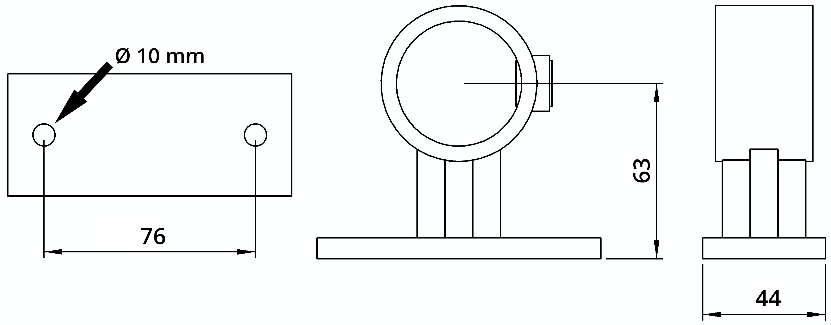 Rohrverbinder - Handlaufhalterung Befestigungsschraube 90° - 143WC42 - 42-4 mm - 1 1-4- - Feuerverzinkt u. Elektrogalvanisiert-143WC42