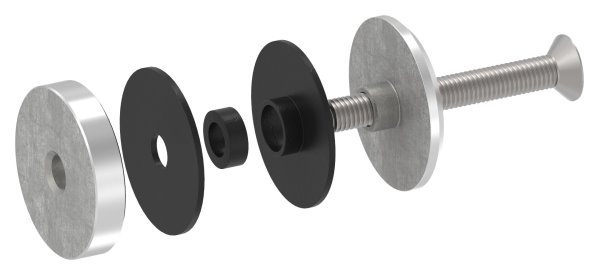 Glaspunkthalter Ø 50 mm- V2A- Anschluss- Flach- Bis 21-52 mm Klemmbereich- mit AbP-10-5210.4