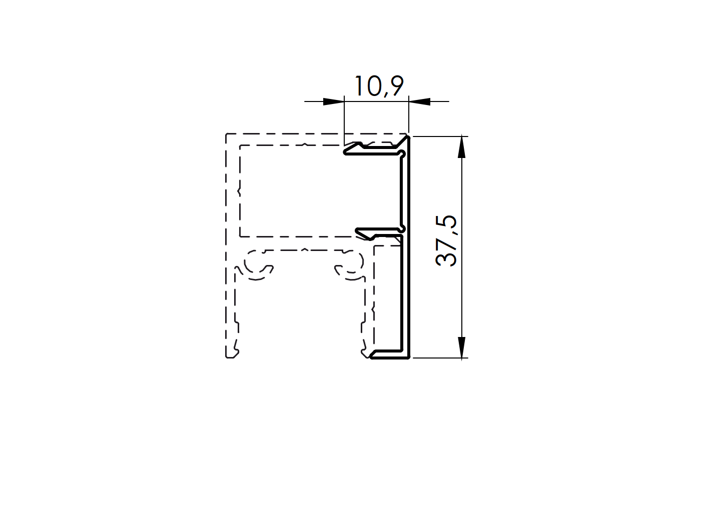 Zaunabdeckleiste Aluminium 37-5 x 10-9 mm 6000 mm Click-Lock Natural-89-11FGAF20G6000N-A.4