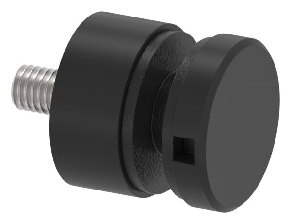 Glaspunkthalter 30mm- Anschluss- flach- V2A- pulverbeschichtet in RAL 9005 schwarz matt-88-1160190-240.9005