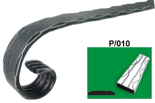 Handlauf Zierelement Volute Stahl 40x5mm- h120 L200mm- dekoriert-89-11U3P01040X5-A.4