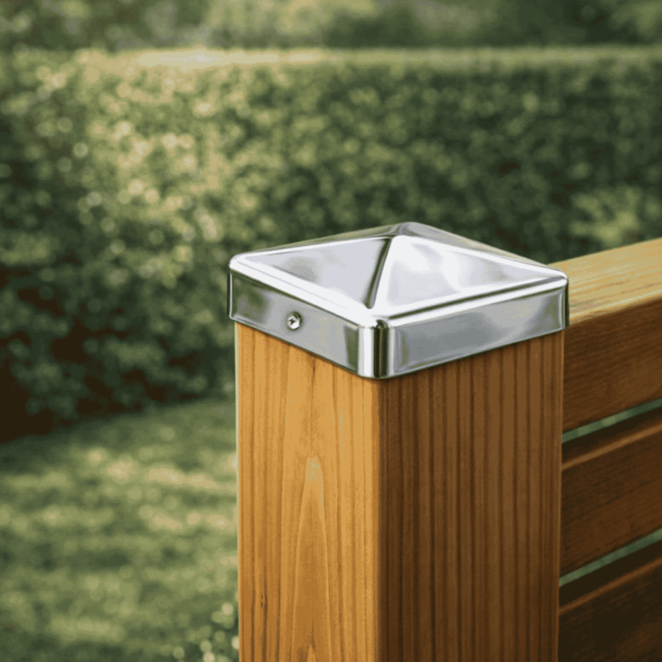 Pfostenkappe 120x120 mm Edelstahl V2A glaenzend poliert – 10er Set inkl. Schrauben-60220-120-012