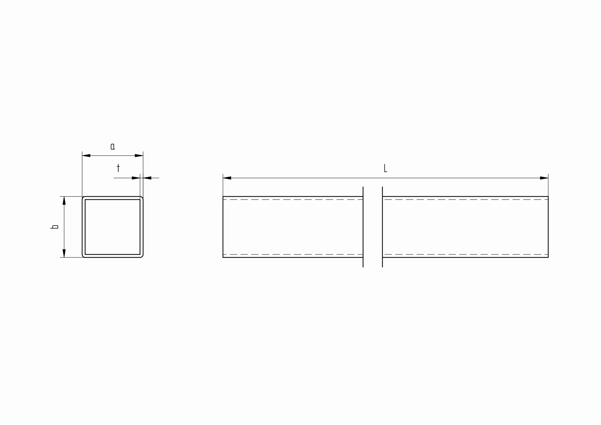 Vierkantrohr Edelstahl AISI 304 40 x 40 x 2 mm 5000 mm geschliffen-89-11A40X40X25000-A.4