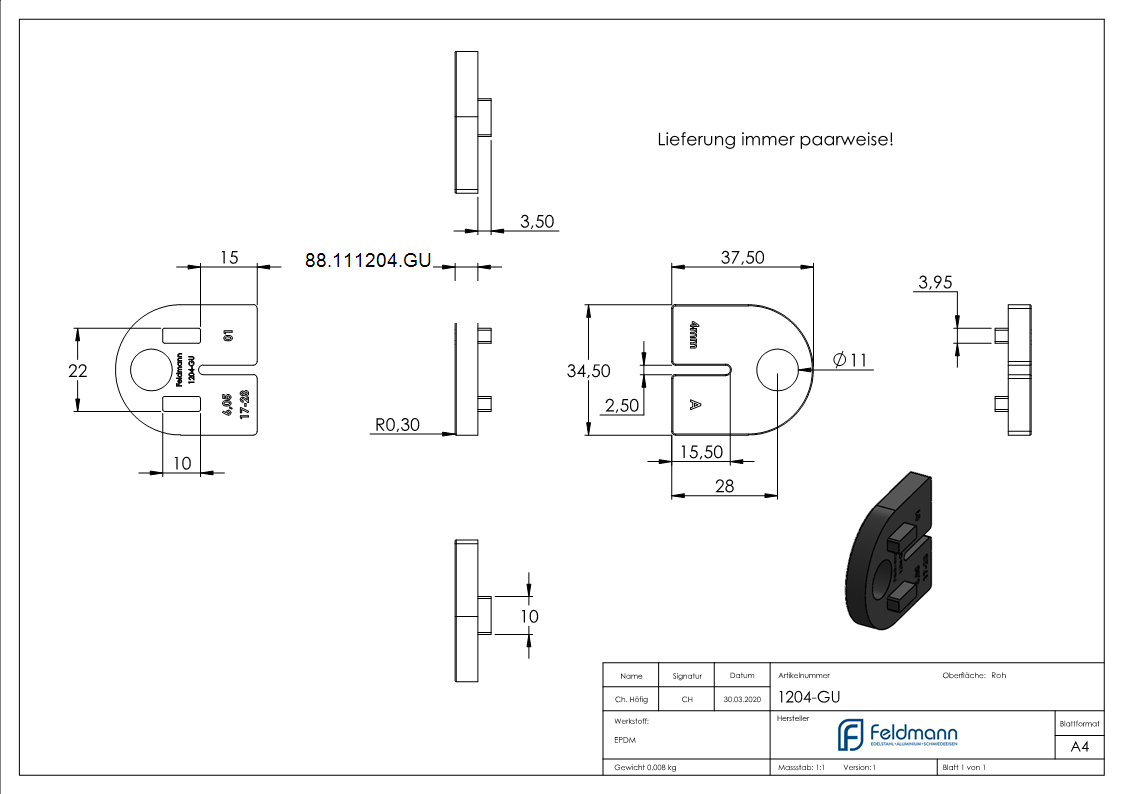 Gummi fuer Mod- 12- fuer Blech 4mm-88-111204.GU