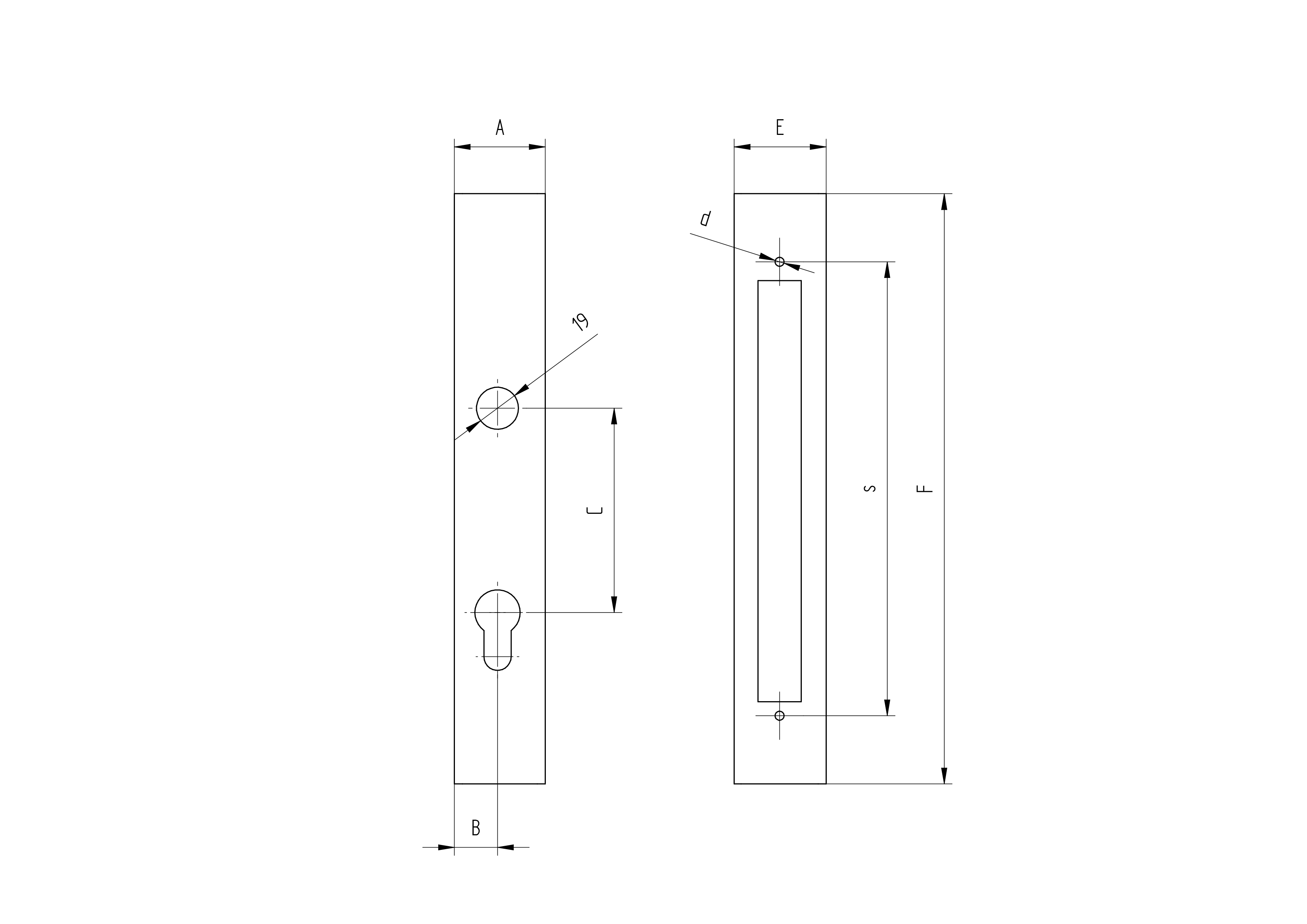 Profilschlosskasten Stahl 40x40 mm fuer Schloss B1-30-20x85-89-11B139J40X40-A.4