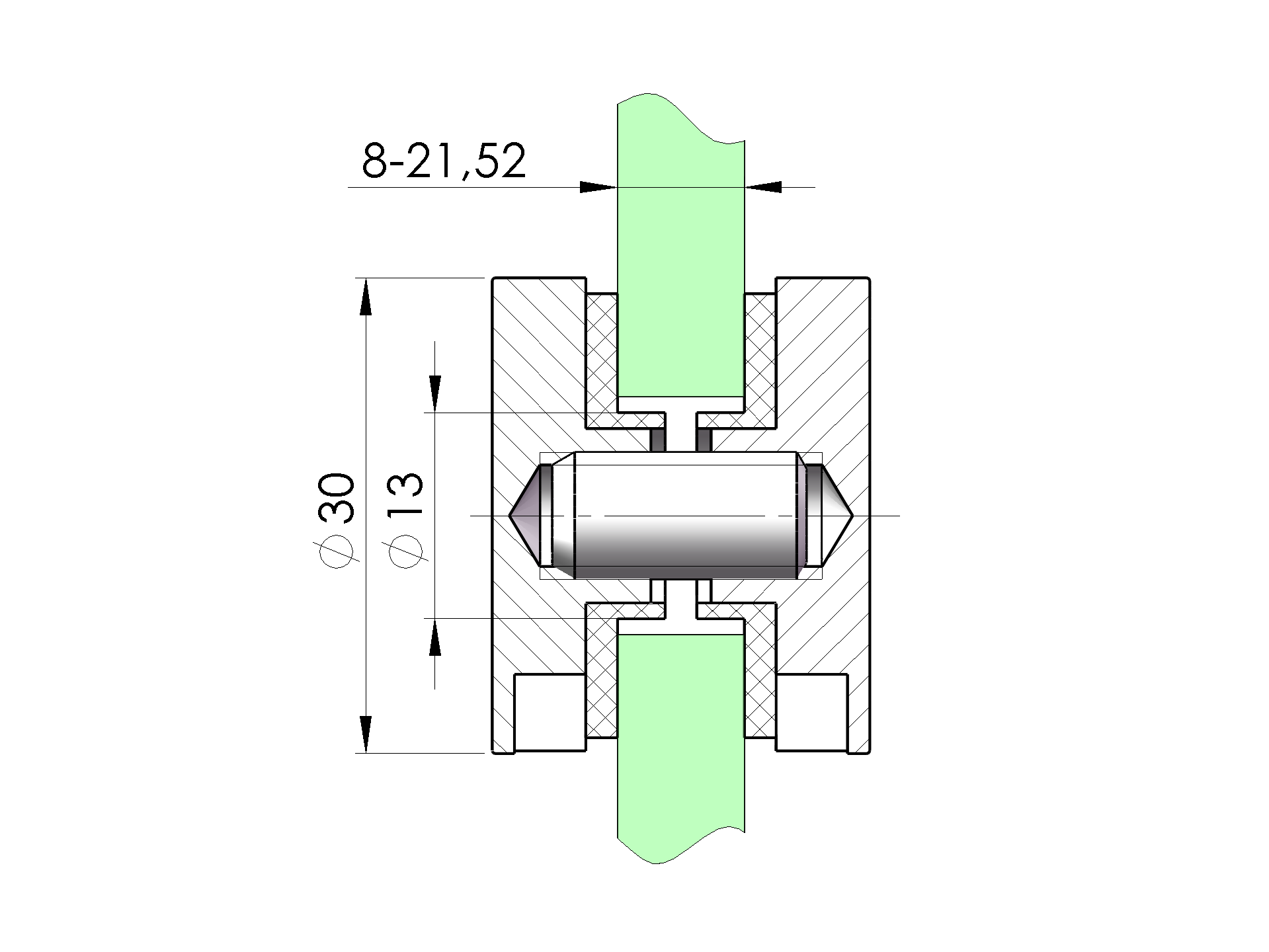 Glasklemme Edelstahl V2A fuer Glas 8-00-21-52 mm halbrund Modell 0746-89-11A0746SET-A.4