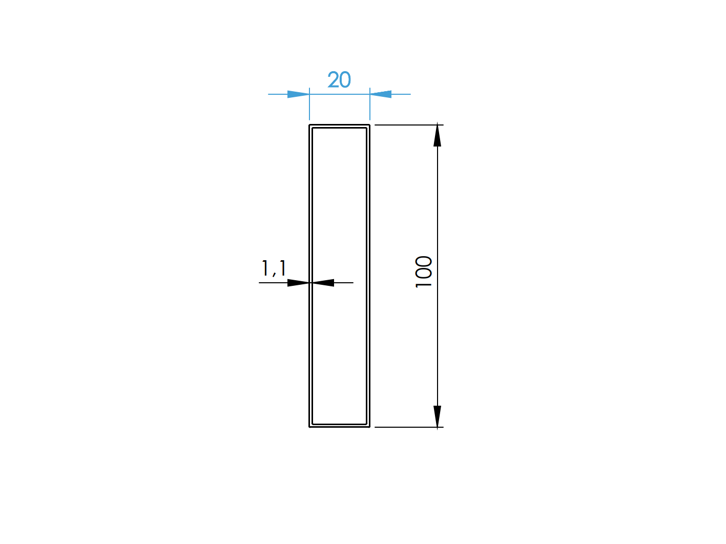 Zaunfuellung Aluminium 20 x 100 x 1-1 mm 6-0 m schwarz RAL 9005 strukturiert-89.FGS20X100X116000R9005