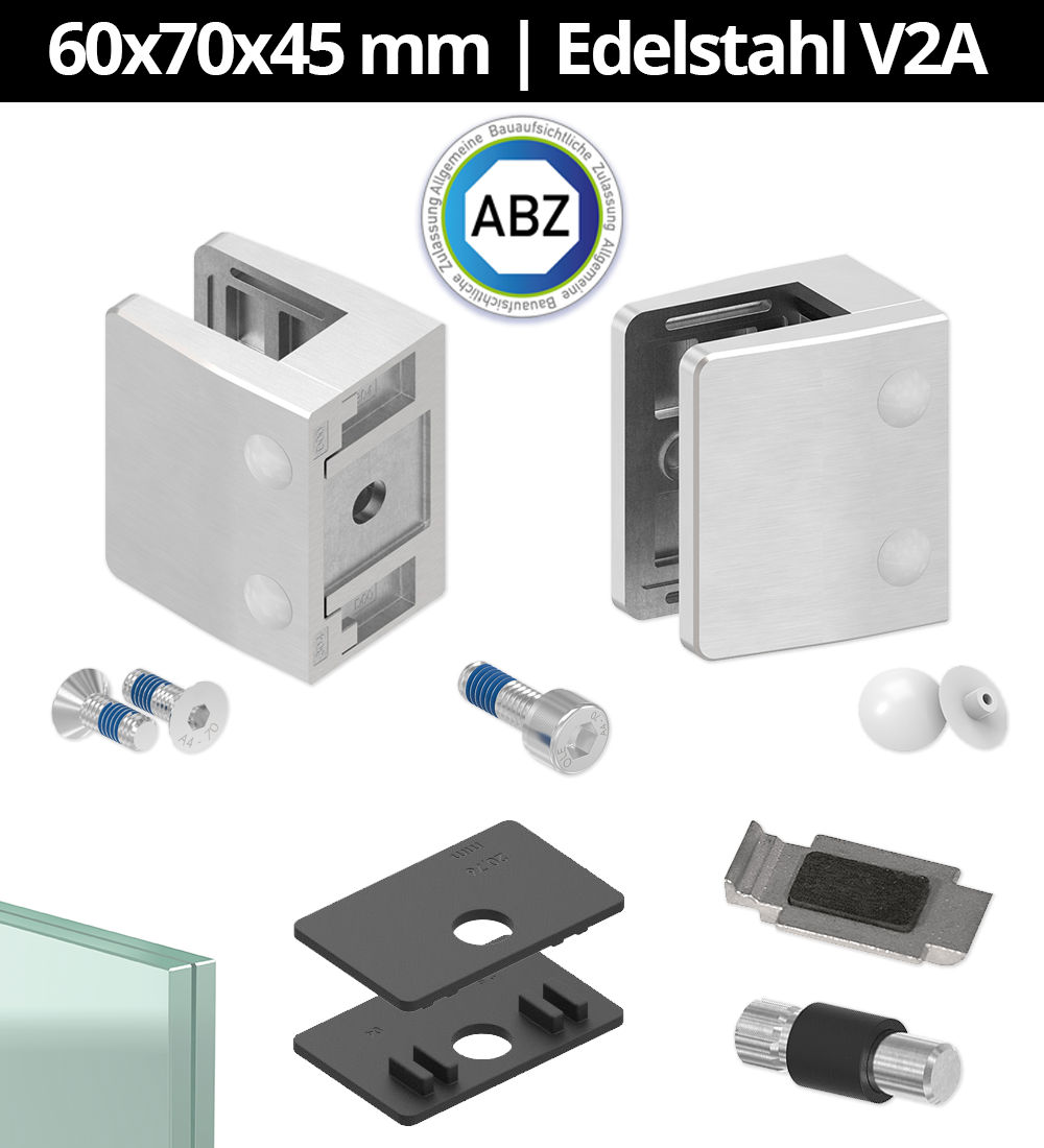 Glasklemme AbZ Masse- 60x70x45 mm fuer Anschluss  Flach - Ø 48-3 mm - 60-3 mm-10.MODELL39